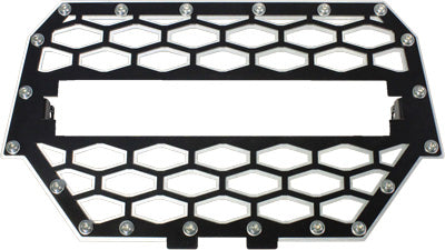 MODQUAD 2-PANEL FRONT GRILL BLACK/SILVER W/10 LIGHT BAR PART# RZR-FGLS-1K-BLK NE