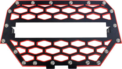 MODQUAD 2-PANEL FRONT GRILL BLACK/RED W/10 LIGHT BAR PART# RZR-FGLS-1K-RD NEW