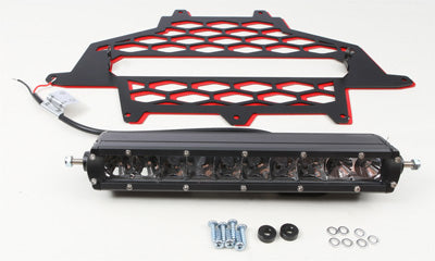 MODQUAD 2-PANEL FRONT GRILL BLACK/RED W/10 LIGHT BAR PART# RZR-FGLS-XP-RD NEW