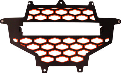 MODQUAD 2-PANEL FRONT GRILL BLACK/RED W/LIGHT MOUNT PART# RZR-FGL-XP-RD NEW