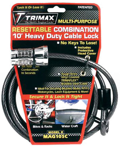 TRIMAX TRIMAX COMBINATION CABLE & LOCK 10' X 8MM MAG10SC