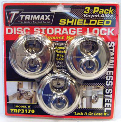 TRIMAX TRIMAX SHIELDED DISC LOCKS PACK OF 3KEYED ALIKE TRP3170