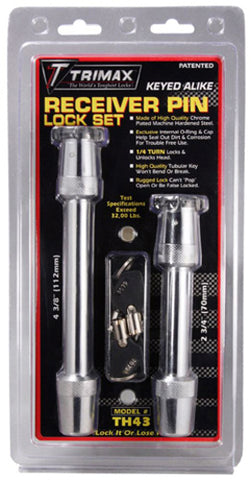 TRIMAX TH43 RAPID HITCH KEYED -ALIKE ADJUSTABLE RECIEVER LOCK SET