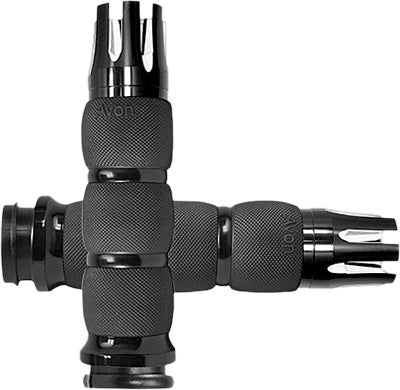 AVON AIR CUSHIONED ANODIZED CASTLE GRIPS BLACK (FLY BY WIRE) AIR-90-AN-FL-CA