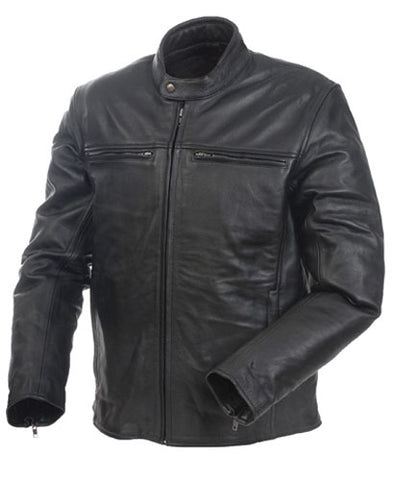 MOSSI 20-151-38 MENS CRUISER PREMIUM LEATHER JACKET SIZE 38 BLACK