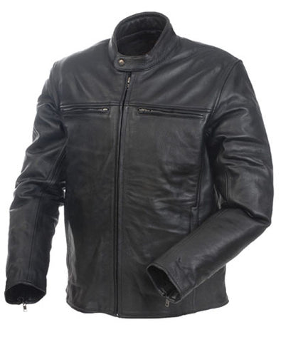 MOSSI 20-151-52 MENS CRUISER PREMIUM LEATHER JACKET SIZE 52 BLACK