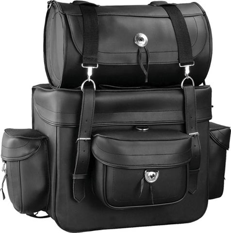 MOSSI BCS-911 LARGE PVC TOURING BAG WITH CONCHOS BLACK