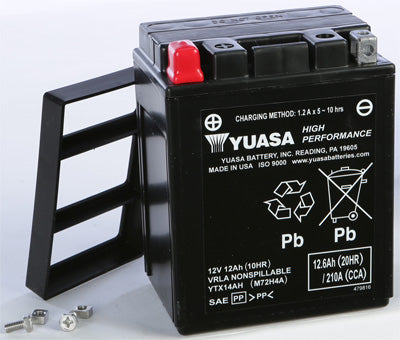 YUASA BATTERY YTX14AH SEALED FACTORY ACTIVATED PART# YUAM72H4A NEW