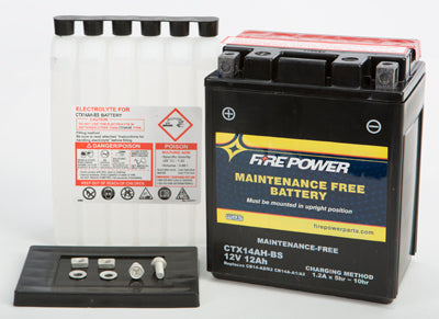 WPS MAINTENANCE FREE BATTERY CTX14AH-BS PART NUMBER CTX14AH-BS