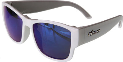 BOMBER GOMER BOMB FLOATING EYEWEAR GLOSS WHITE W/BLUE MIRROR LENS PART# GM103-BM