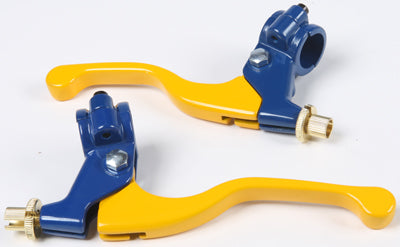 EMGO ALLOY LEVERS- SUZUKI YELLOW/BL UE LEVERS PART# 32-73710