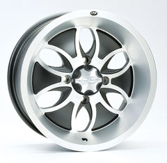ITP SYSTEM 6 ALLOY WHEEL MAC. W/BLACK 14X7 4/137 5 2 PART# 14SM16BX NEW