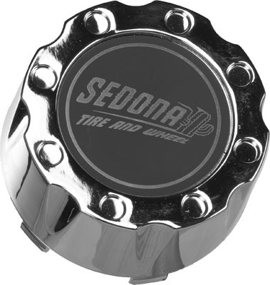 SEDONA WHEEL CAP 4/110 & 115 CHROME CAP / BLACK DECAL PART# CP-A8-110S