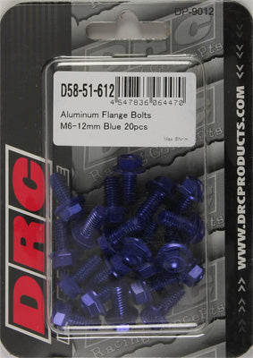 DRC ALUMINUM FLANGE BOLTS BLUE M6X12MM 20/PK PART# D58-51-612