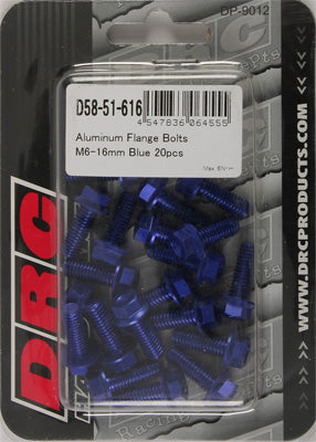 DRC ALUMINUM FLANGE BOLTS BLUE M6X16MM 20/PK PART# D58-51-616