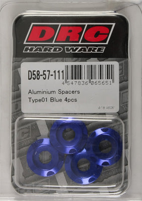 DRC ALUMINUM SPACERS TYPE 1 BLUE M6X12MM 4/PK PART# D58-57-111