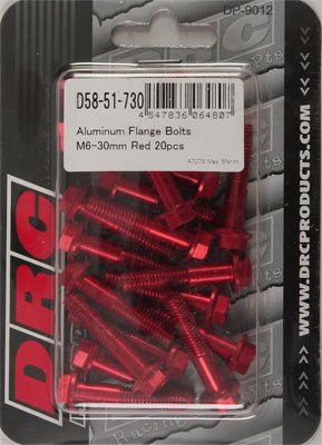 DRC ALUMINUM FLANGE BOLTS RED M6X30MM 20/PK PART# D58-51-730