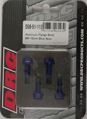 DRC ALUMINUM FLANGE BOLTS BLUE M6X12MM 4/PK PART# D58-51-112