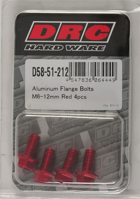 DRC ALUMINUM FLANGE BOLTS RED M6X12MM 4/PK PART# D58-51-212