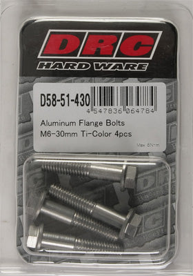 DRC ALUMINUM FLANGE BOLTS TITANIUM M6X30MM 4/PK PART# D58-51-430