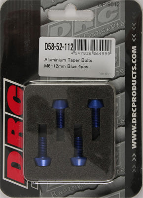 DRC ALUMINUM TAPER BOLTS BLUE M6X12MM 4/PK PART# D58-52-112