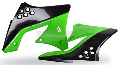 POLISPORT PR/RAD SHROUDS BLK/GRN KX250F 2010 PART# 8412800004 NEW