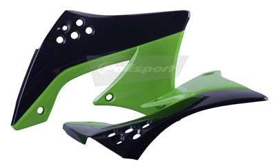 POLISPORT PR/RAD SHROUDS BLK/GRN KX450F 2010 PART# 8412900004 NEW