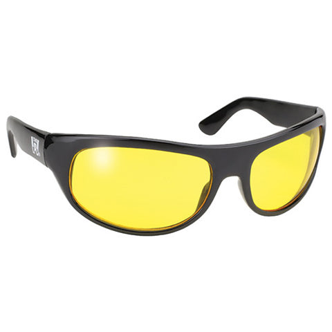 PACIFIC COAST 20712 WRAP SUNGLASSES BLACK FRAME YELLOW LENS