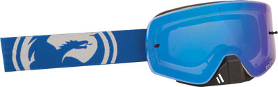 DRAGON NFXS GOGGLE BLUE-WHITE SPLIT W/BLUE STEEL ION LENS PART# 722-1735
