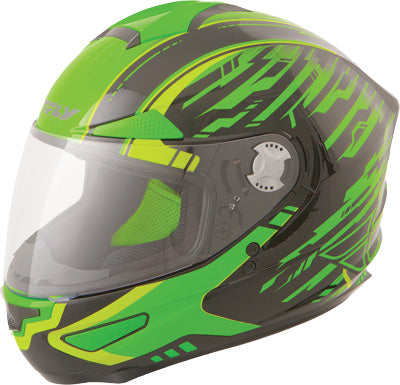 FLY STREET LUXX SHOCK HELMET BLACK/GREEN X-SMALL F73-8315XS TC-3