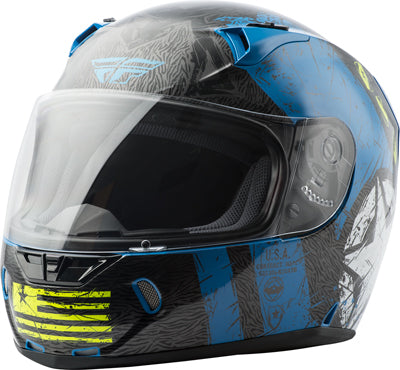 FLY STREET REVOLT LIBERATOR HELMET GLOSS BLUE/HI-VIS LG PART# 73-8372-4 NEW