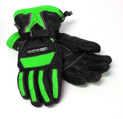 KATAHDIN GEAR VERTEX LEATHER GLOVE - BLACK &GREEN 4X-LARGE 7413038