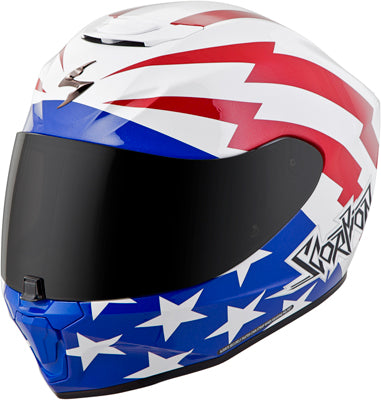 SCORPION EXO-R420 FULL-FACE TRACKER HELMET WHITE/RED/BLUE X-SMALL 42-1122