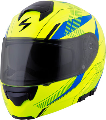 SCORPION EXO-GT3000 MODULAR SYNC HELMET NEON/BLUE LARGE 300-1235