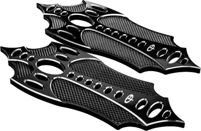 PREC. BILLET FLOORBOARDS RIDER BAD AXE (BLACK) PART# BAX-410-ALL-BLK