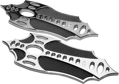 PREC. BILLET FLOORBOARDS RIDER BAD AXE (CHROME) PART# BAX-410-ALL-CHR