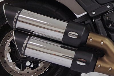 FREEDOM M8 FATBOB SLIP-ON CHROME W/BLACK TIPS HD00719
