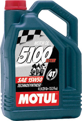 MOTUL 5100 ESTER/SYNTHETIC ENGINE OI L 15W-50 1GAL PART# 3082GAA