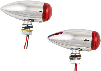 HARDDRIVE LED BULLET MARKER LIGHT CHROME W/RED LENS 20-6589SRLED