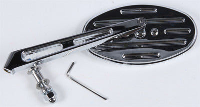 HARDDRIVE LOUVERED OVAL MIRROR CHROME LEFT 6 PART# 60-0036GL NEW