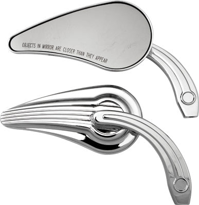 HARDDRIVE CAUDAL FIN MIRROR SET W/RAISED RIB STEM (CHROME) PART# M60-6299 NEW
