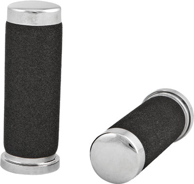 HARDDRIVE GRIPS FOAM/CHROME FITS 73-UP 17-0503