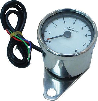 HARDDRIVE MINI 8000 RPM TACHOMETER WHITE FACE PART# 21-6910W NEW