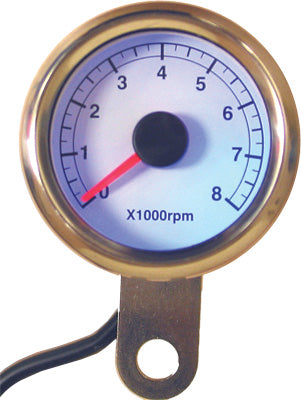 HARDDRIVE 48MM MINI TACHOMETER 8000 RPM WHITE FACE PART# 21-6911W NEW