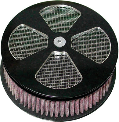 HARDDRIVE ROUND AIR CLEANER HP 4-SPOKE BLACK 5-7/8 PART# 120310 NEW