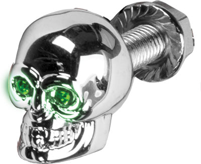 HARDDRIVE LIGHTED SKULL LIC PLATE SCREW GREEN PART# H040080