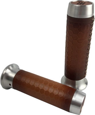 BRASS BALLS BBC LEATHER MOTO GRIPS NATURAL /TAN HONEYCOMB BB08-205