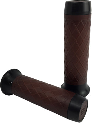 BRASS BALLS BBC LEATHER MOTO GRIPS BLACK/D ARK BROWN BB08-209