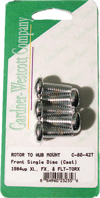 GARDNERWESTCOTT FRONT BRAKE ROTOR TORX BUTTONHEAD BOLTS (CHROME) C-80-42T