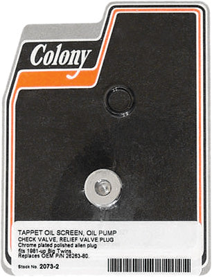 COLONY MACHINE OIL PUMP PLUG 2073-2